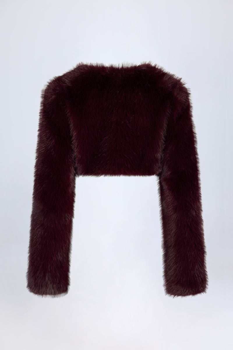 Faux Fur Cropped Bolero in Wine
