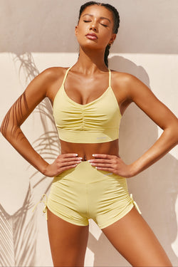 Focus Slinky Ruched Sports Bra in Yellow