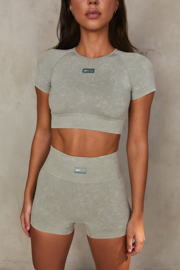 Seamless Acid Wash Shorts in Sage