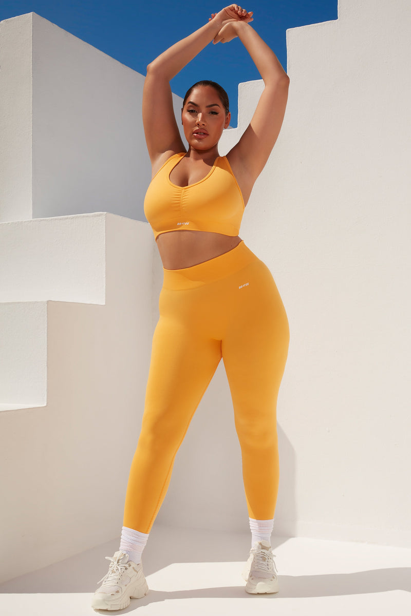 Cross Back Strap Sports Bra in Light Orange