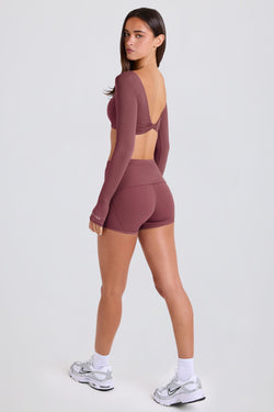 Foldover Mid-Rise Mini Shorts in Acai