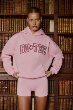 Oversized Appliqué Hoodie in Powder Pink