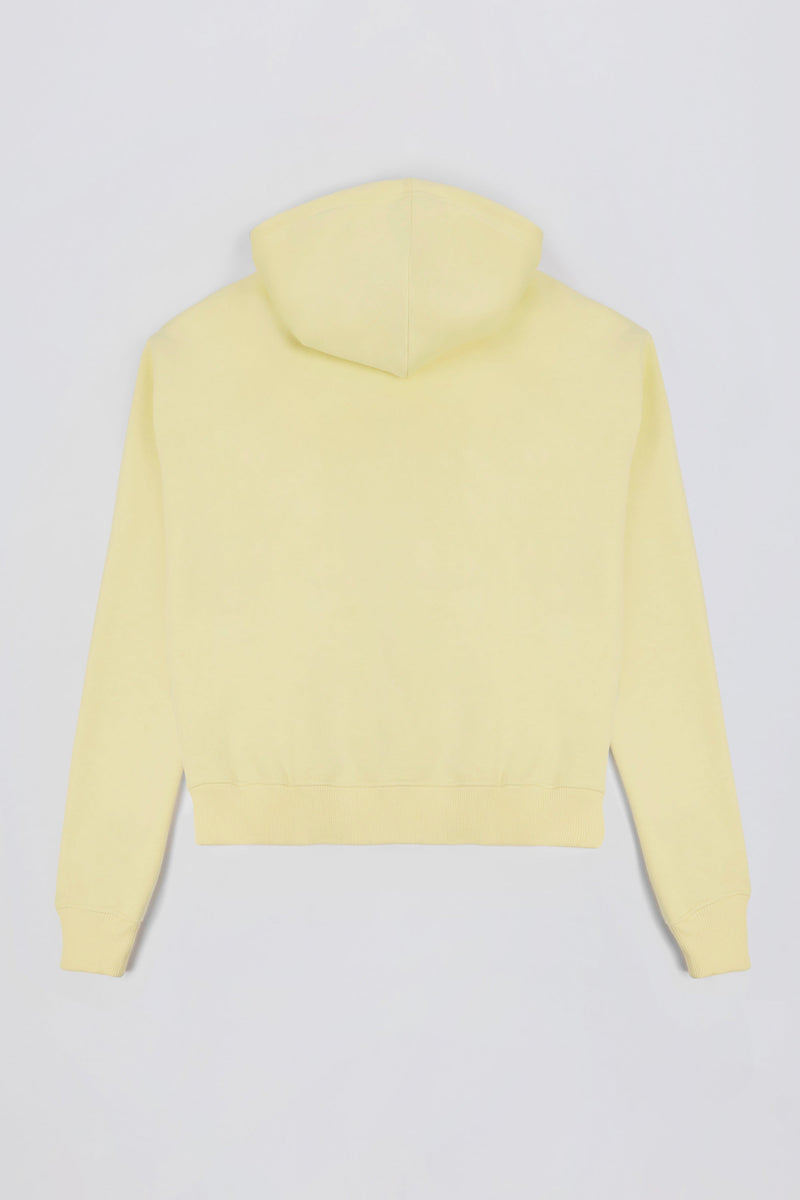 Oversized Appliqué Hoodie in Soft Yellow