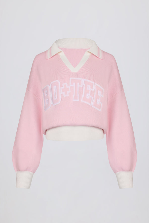 Oversized Knit Jumper in Powder Pink