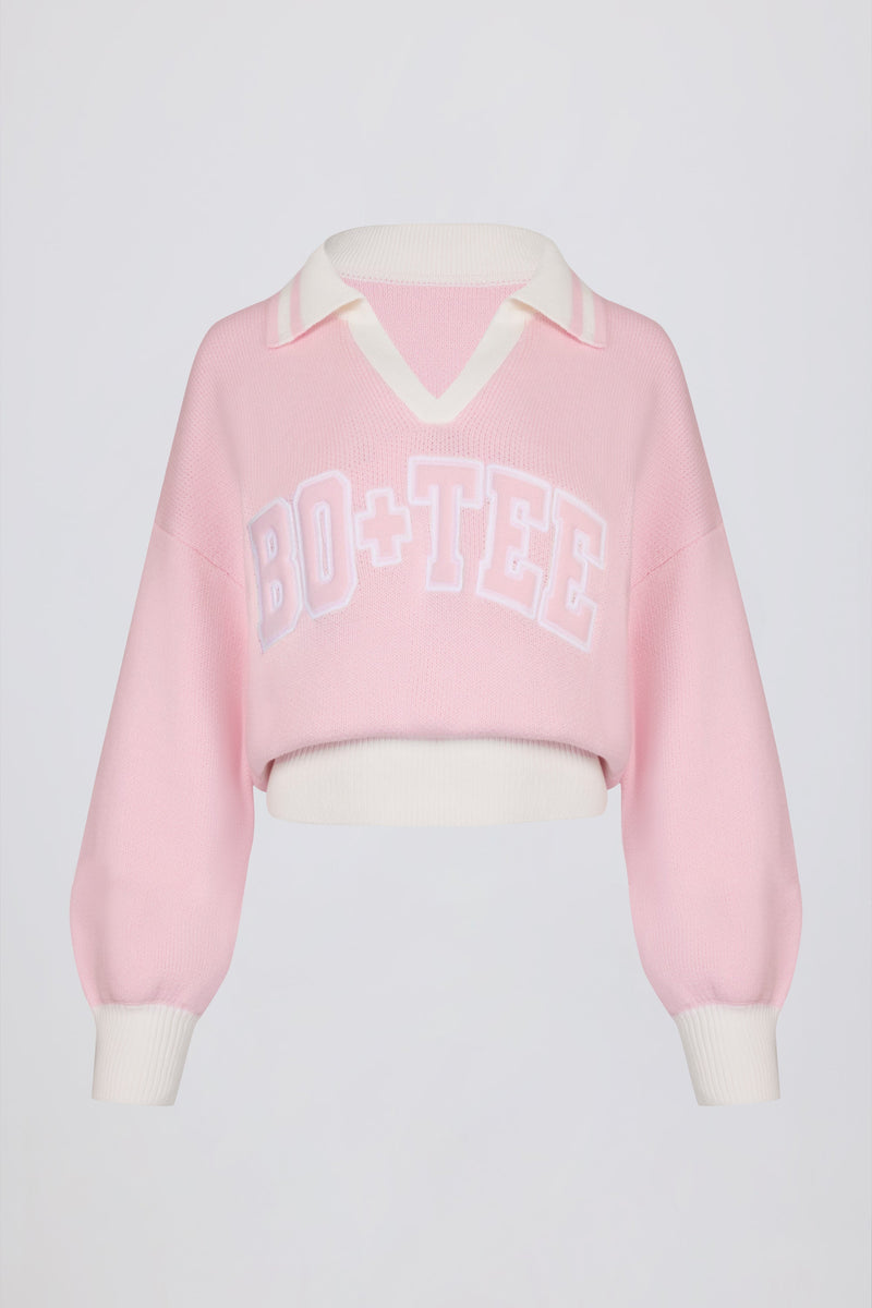 Oversized Knit Jumper in Powder Pink