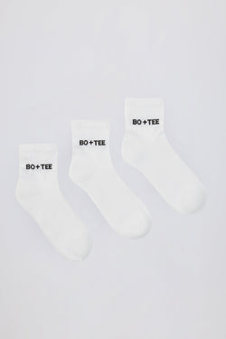 Ribbed Crew Sock Bundle in White