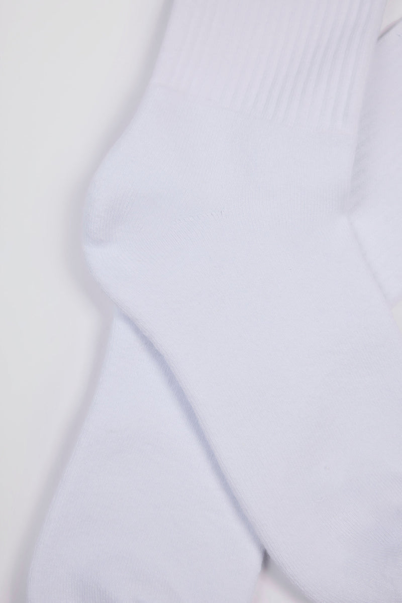 Ribbed Half-Crew Socks in White