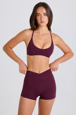 Soft Active Crossover Pocket Shorts in Burgundy
