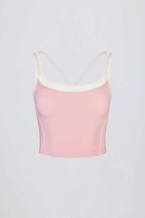 Soft Active Layered Tank Top in Powder Pink