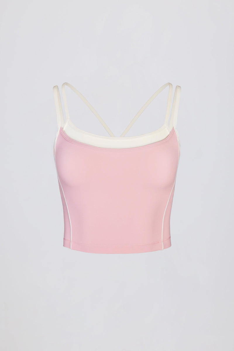 Soft Active Layered Tank Top in Powder Pink