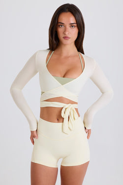 Soft Jersey Wrap Crop Top in Cream