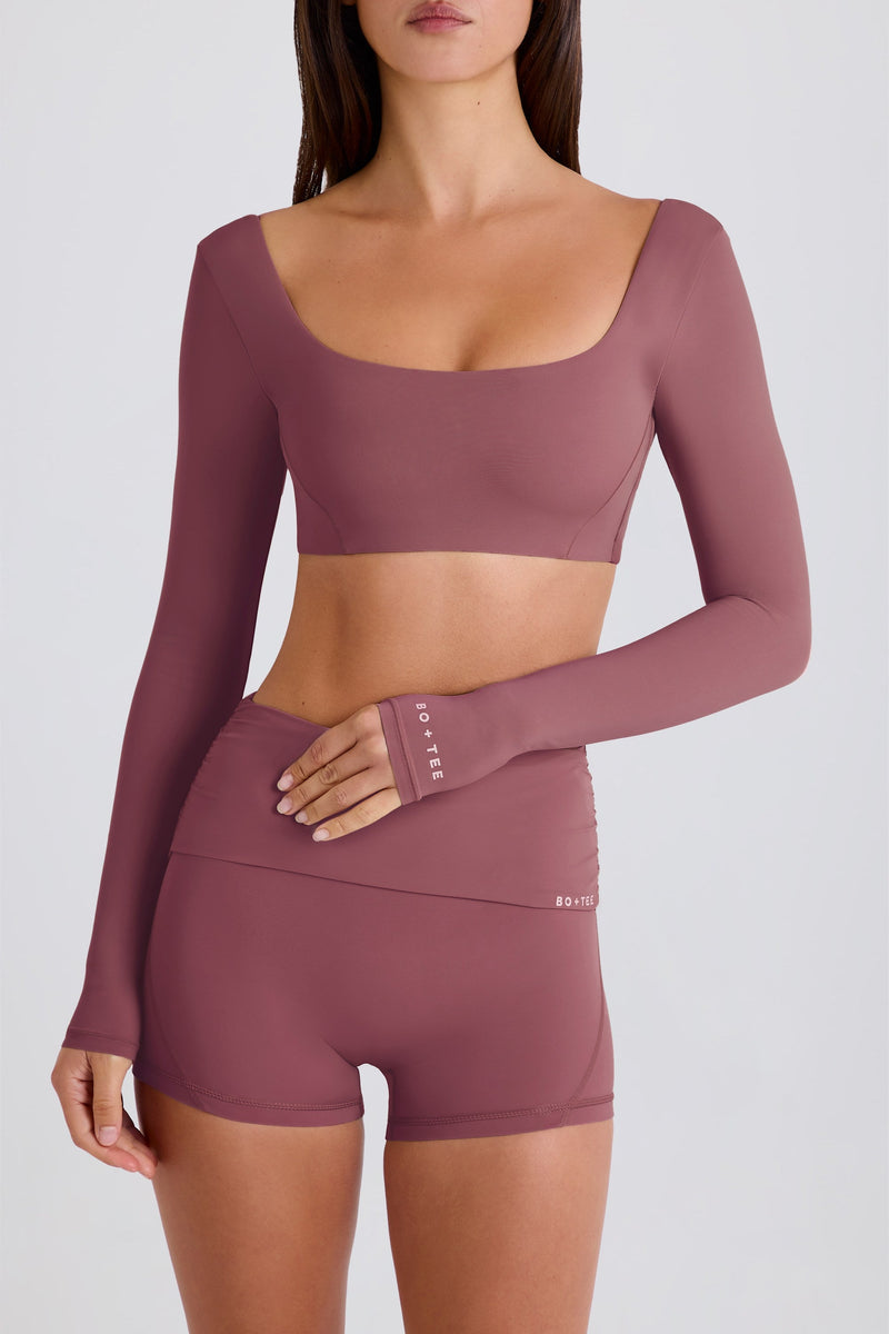Multiway Long-Sleeve Crop Top in Acai