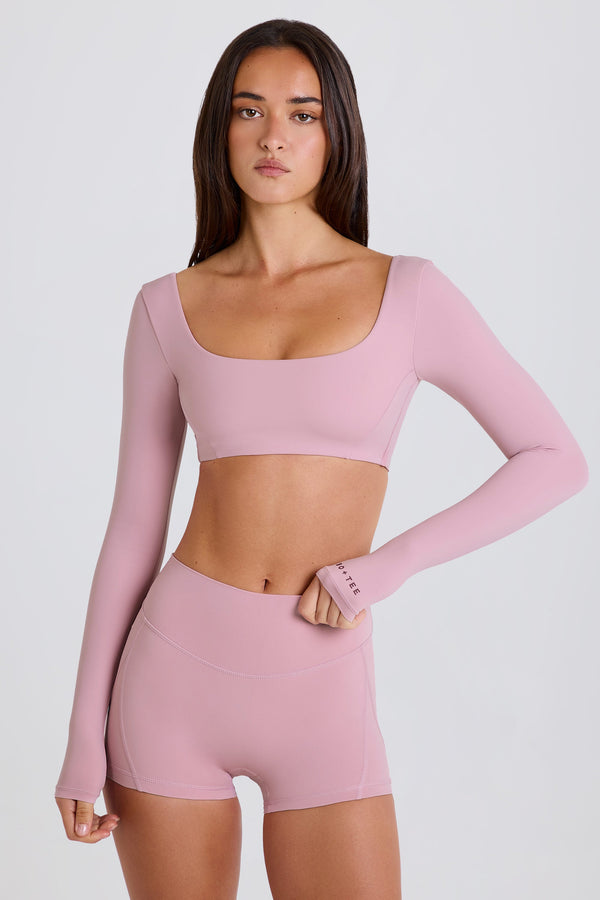 Multiway Long-Sleeve Crop Top in Mauve