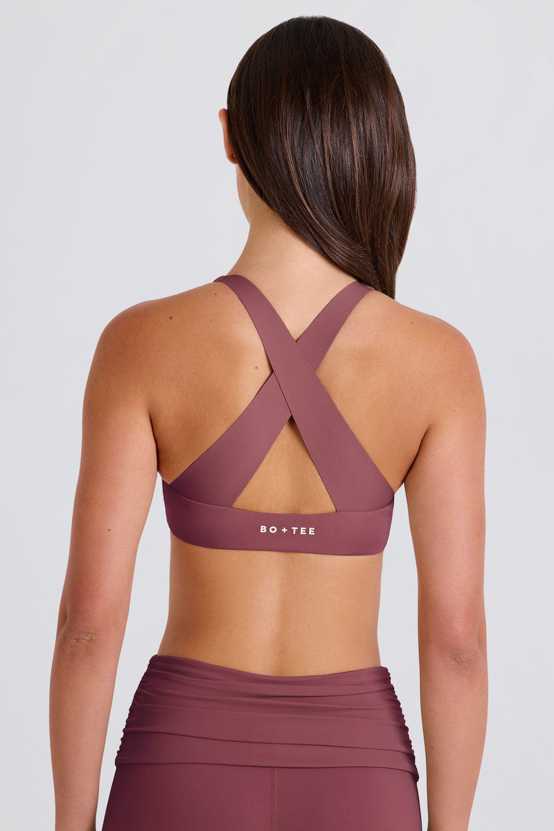 V-Neck Cross-Back Sports Bra in Acai